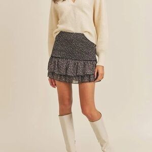 Floral Ruffle Mini Skirt